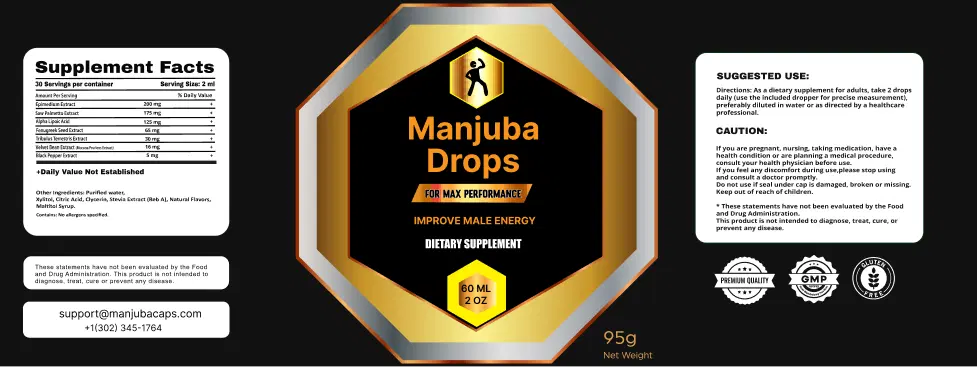 Manjuba Drops Product Label